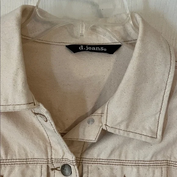 d. Jeans Classic Cream Denim Jacket Large - Picture 2 of 9